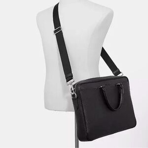 Coach | Beckett Structured Black Calf Leather Briefcase with Strap